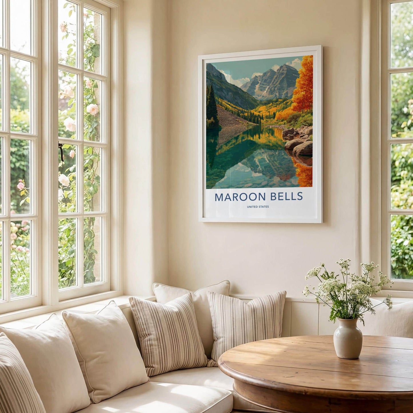 Maroon Bells Poster - Colorado Art Print - Autumn Lake Reflection Home Decor