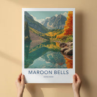 Maroon Bells Poster - Colorado Art Print - Autumn Lake Reflection Home Decor
