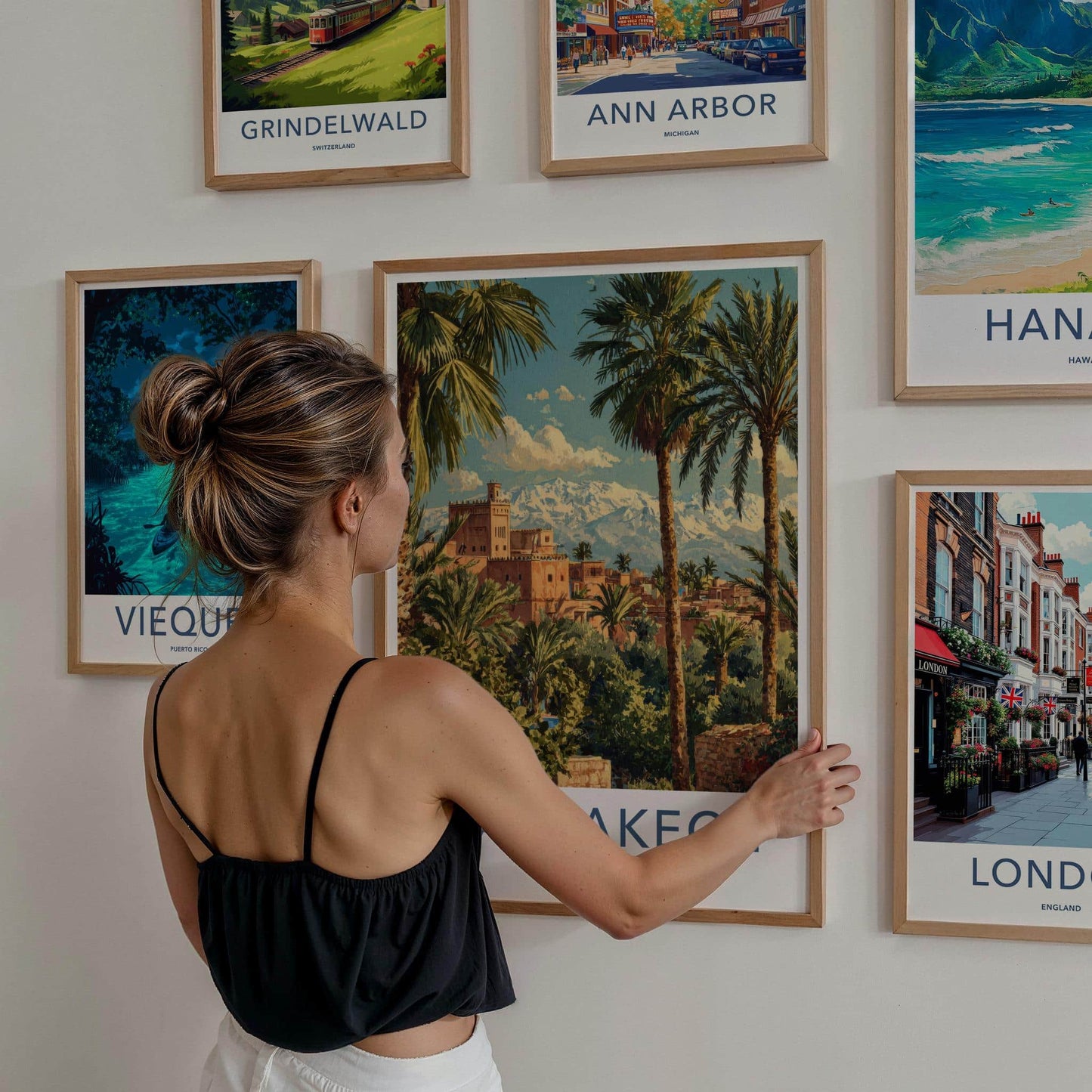 Marrakech Poster - Morocco Travel Art - Ancient City Mountains Home Decor