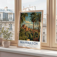 Marrakech Poster - Morocco Travel Art - Ancient City Mountains Home Decor