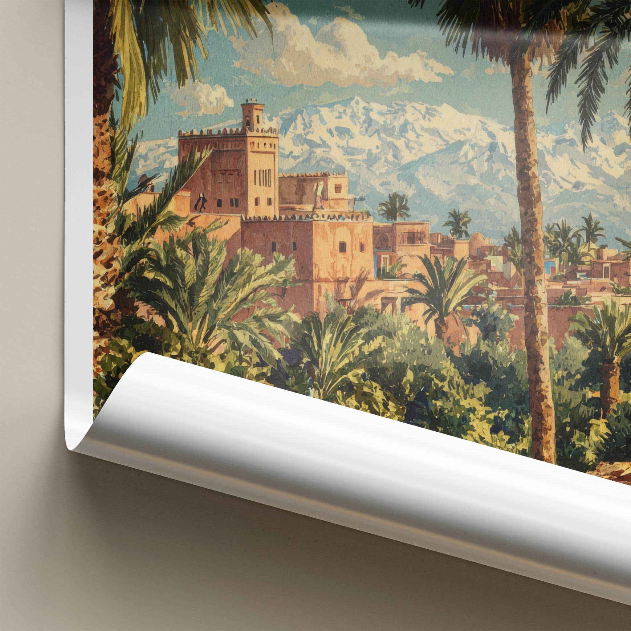 Marrakech Poster - Morocco Travel Art - Ancient City Mountains Home Decor