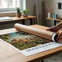 Marrakech Poster - Morocco Travel Art - Ancient City Mountains Home Decor