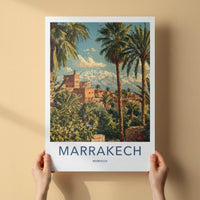 Marrakech Poster - Morocco Travel Art - Ancient City Mountains Home Decor