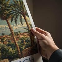 Marrakech Poster - Morocco Travel Art - Ancient City Mountains Home Decor