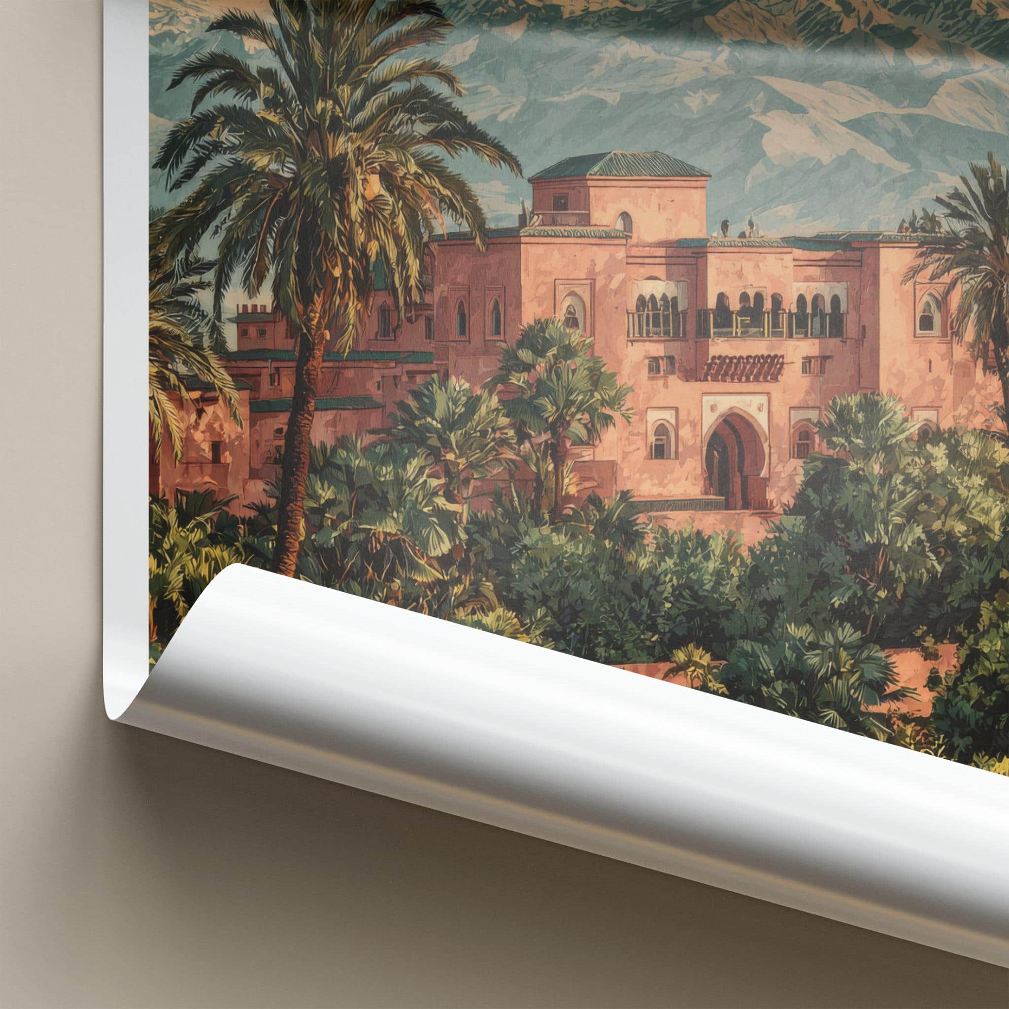 Marrakech Poster - Morocco Travel Art - Vibrant Garden Palace Wall Decor
