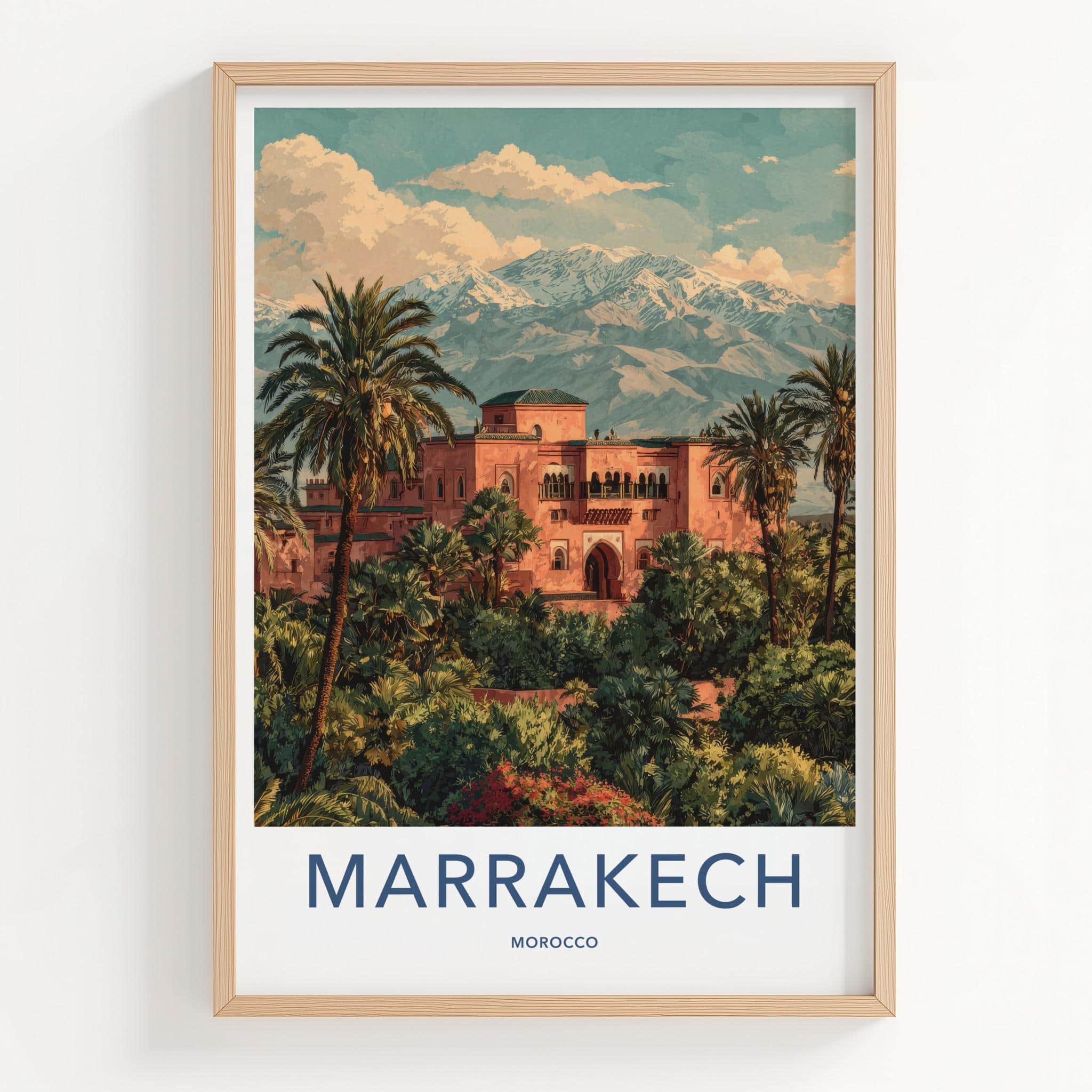 Marrakech Poster - Morocco Travel Art - Vibrant Garden Palace Wall Decor