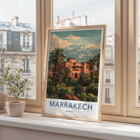 Marrakech Poster - Morocco Travel Art - Vibrant Garden Palace Wall Decor