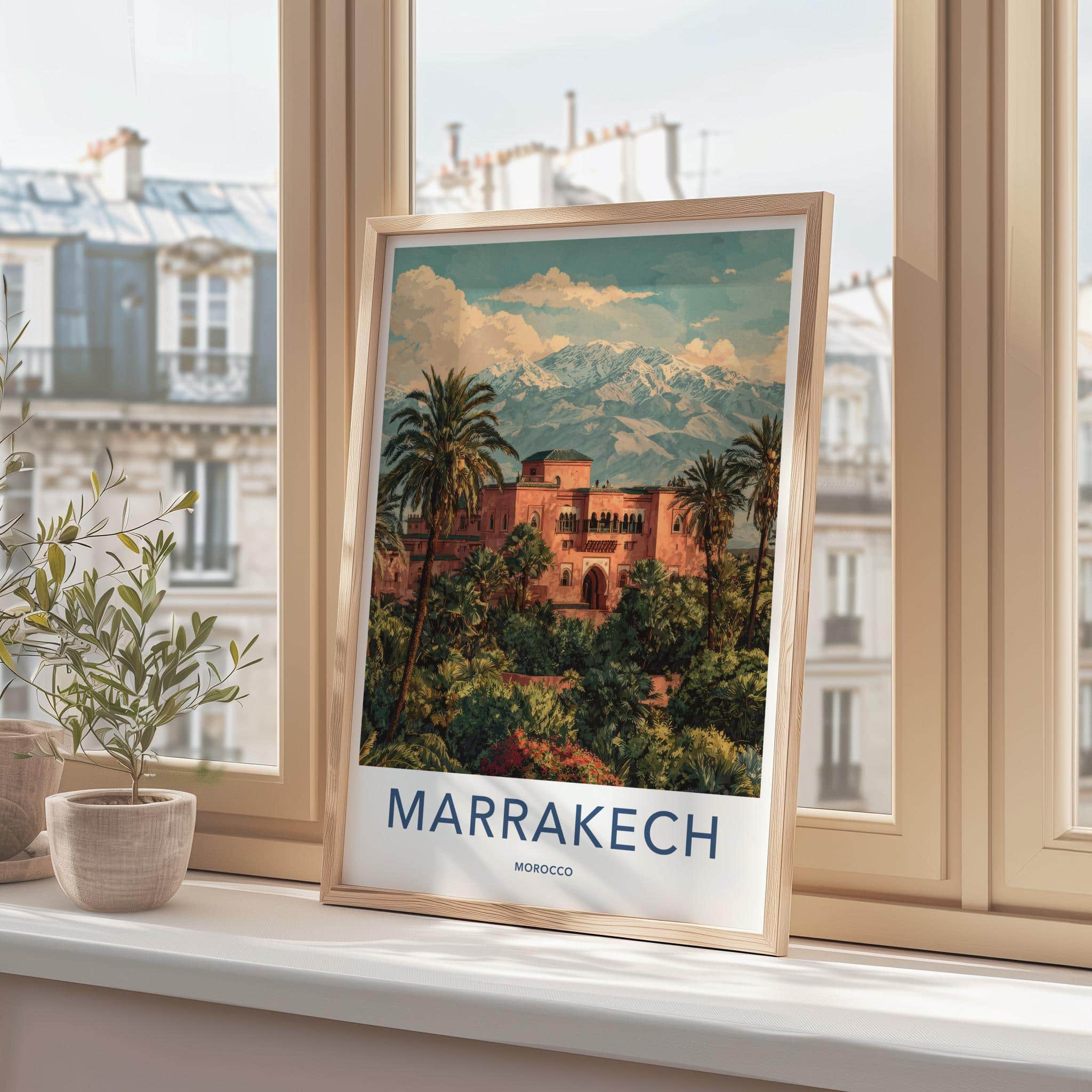 Marrakech Poster - Morocco Travel Art - Vibrant Garden Palace Wall Decor