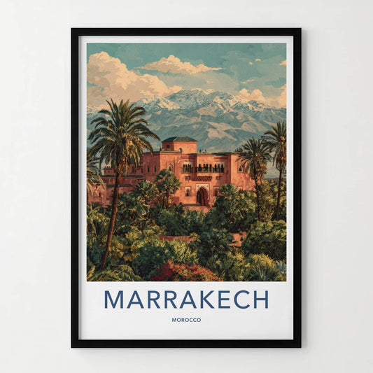 Marrakech Poster - Morocco Travel Art - Vibrant Garden Palace Wall Decor