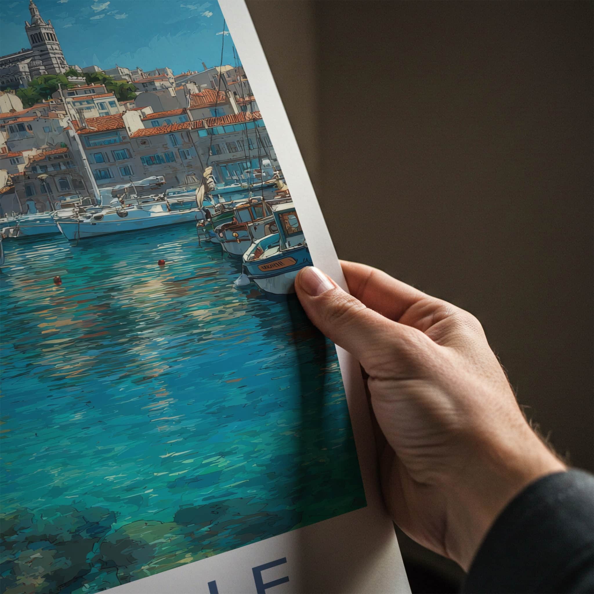 Marseille Poster - France Travel Art - Boats Blue Water Home Decor