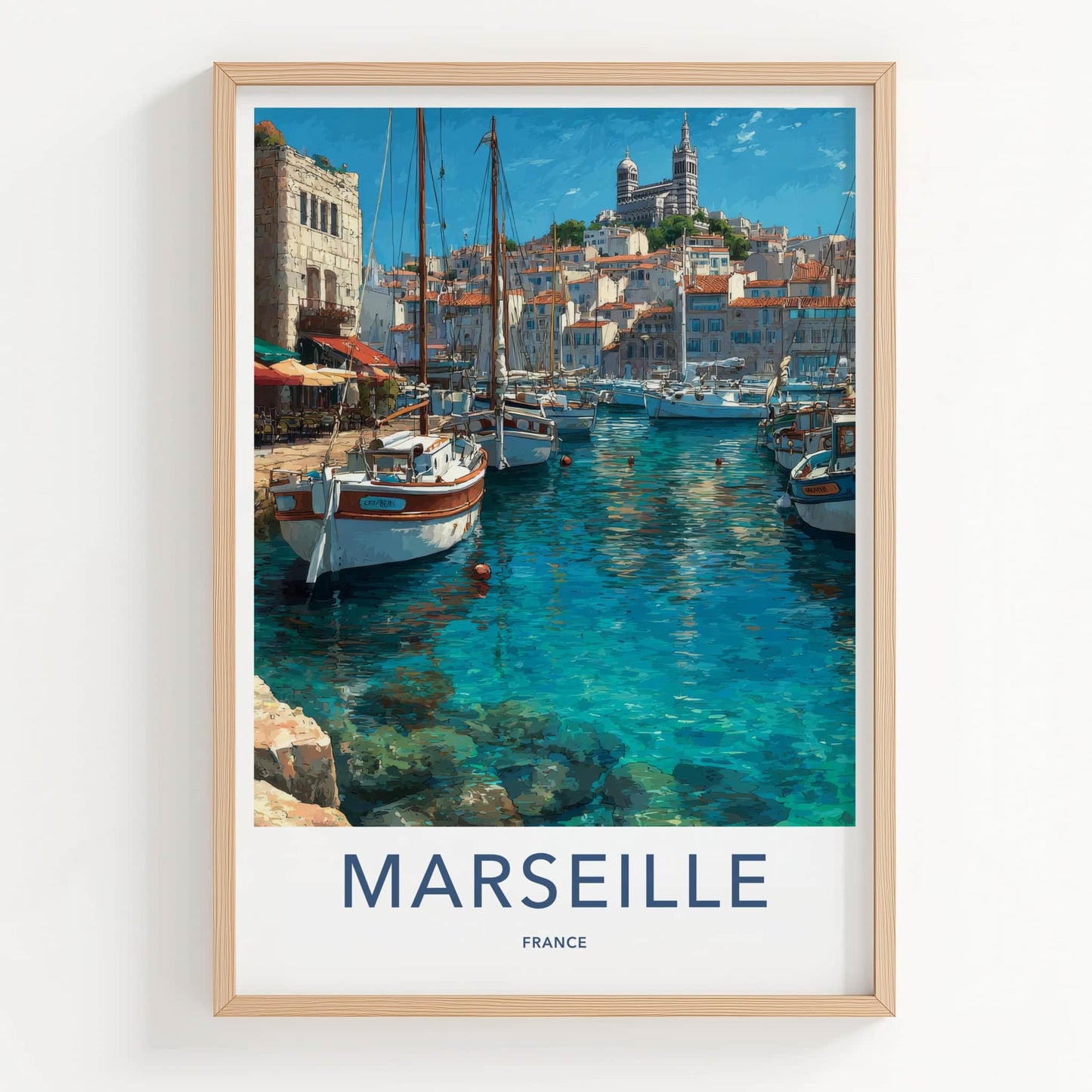 Marseille Poster - France Travel Art - Boats Blue Water Home Decor
