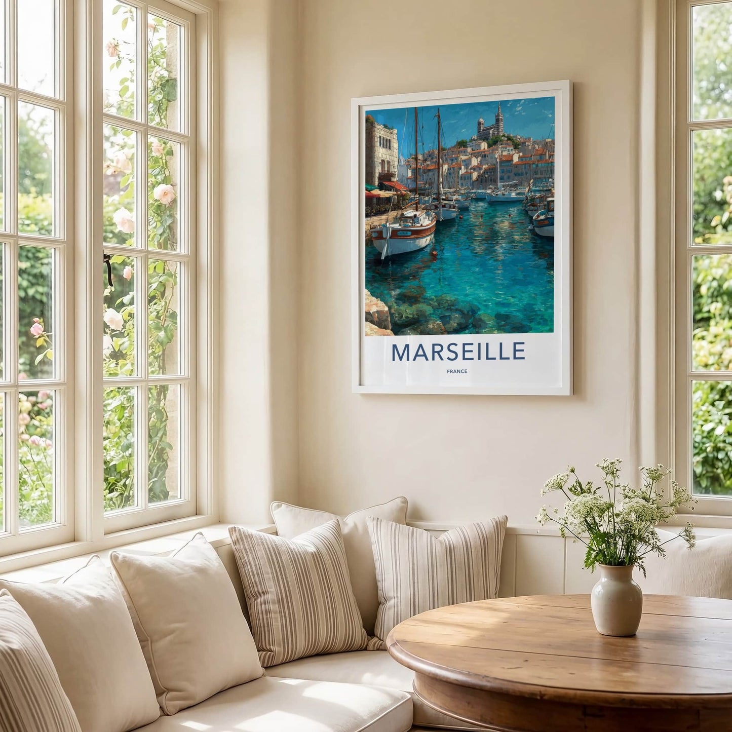 Marseille Poster - France Travel Art - Boats Blue Water Home Decor