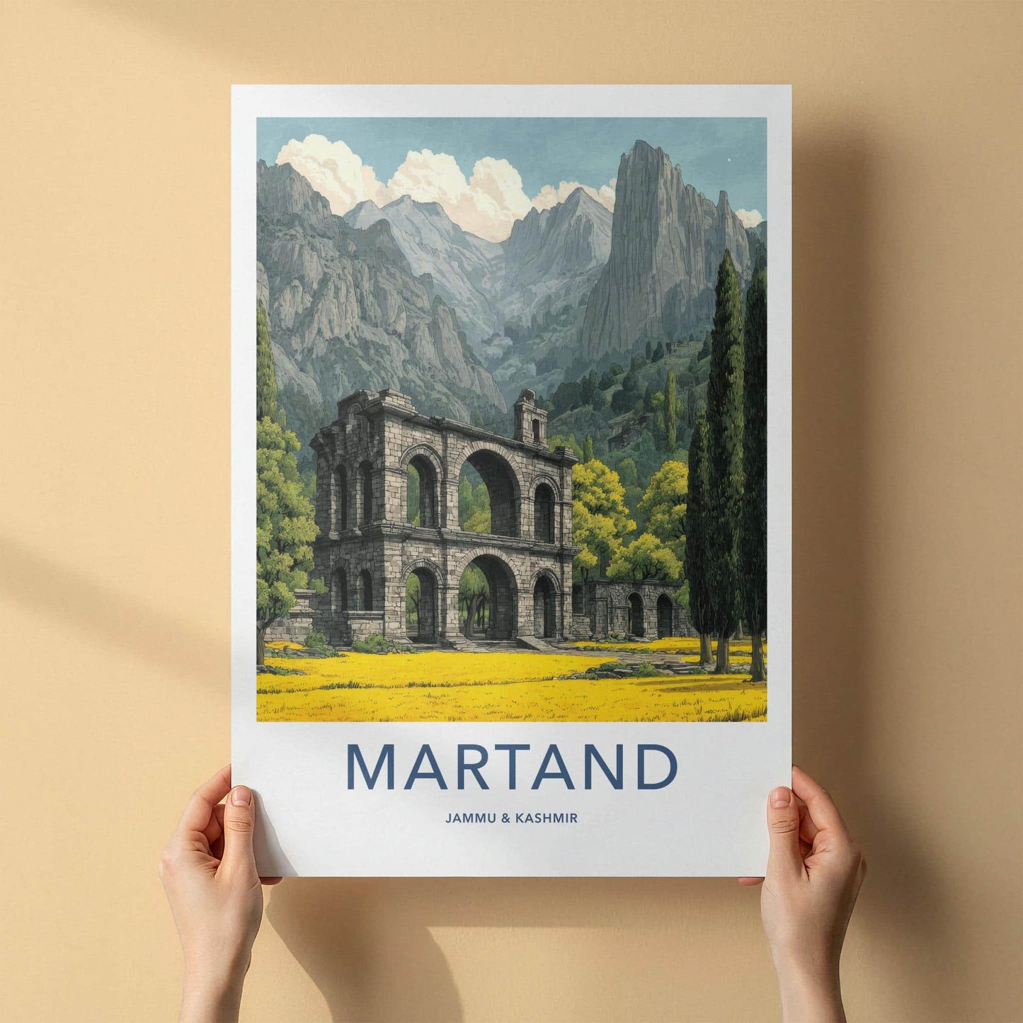 Martand Poster - India Travel Art - Jammu And Kashmir ancient temple complex Home Decor