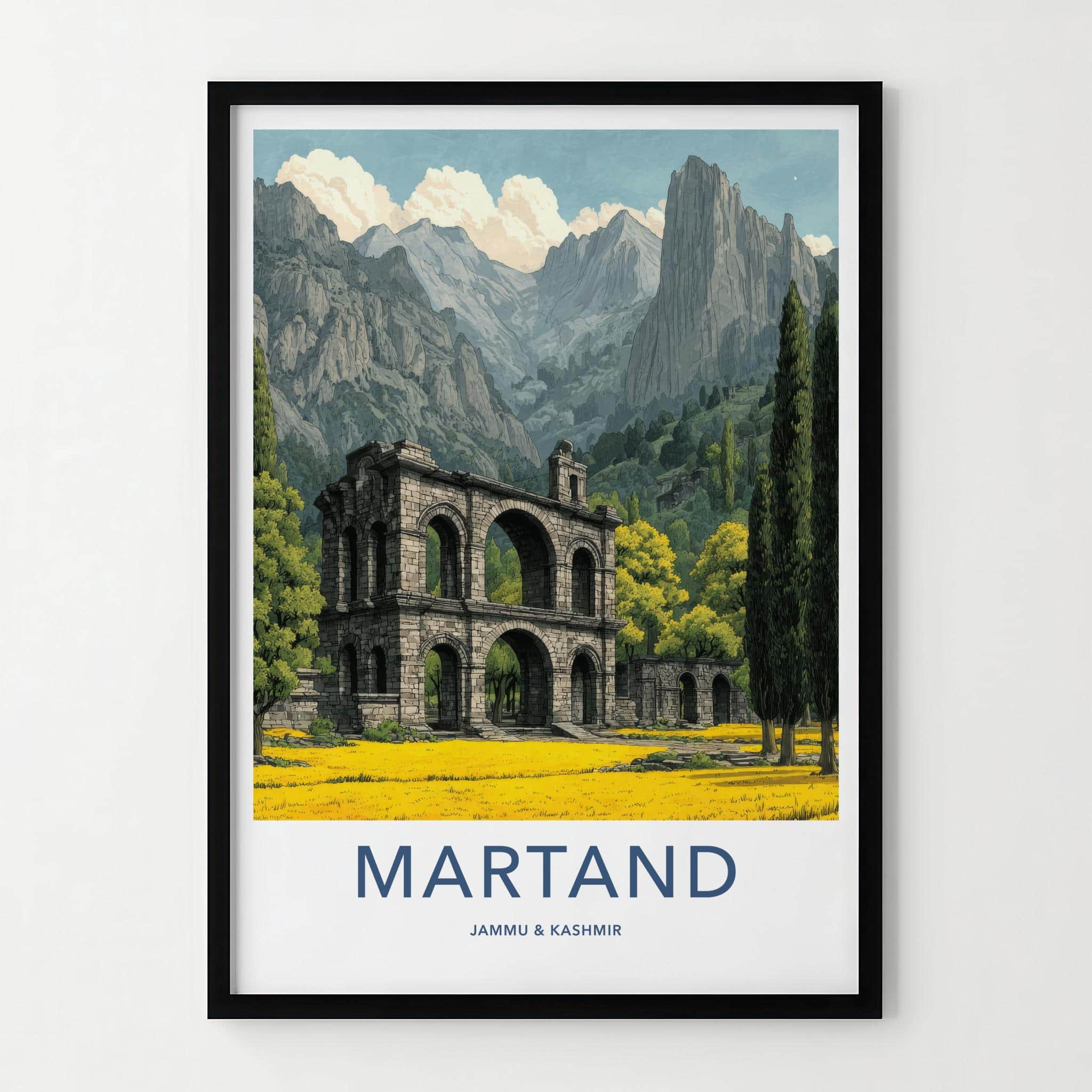 Martand Poster - India Travel Art - Jammu And Kashmir ancient temple complex Home Decor