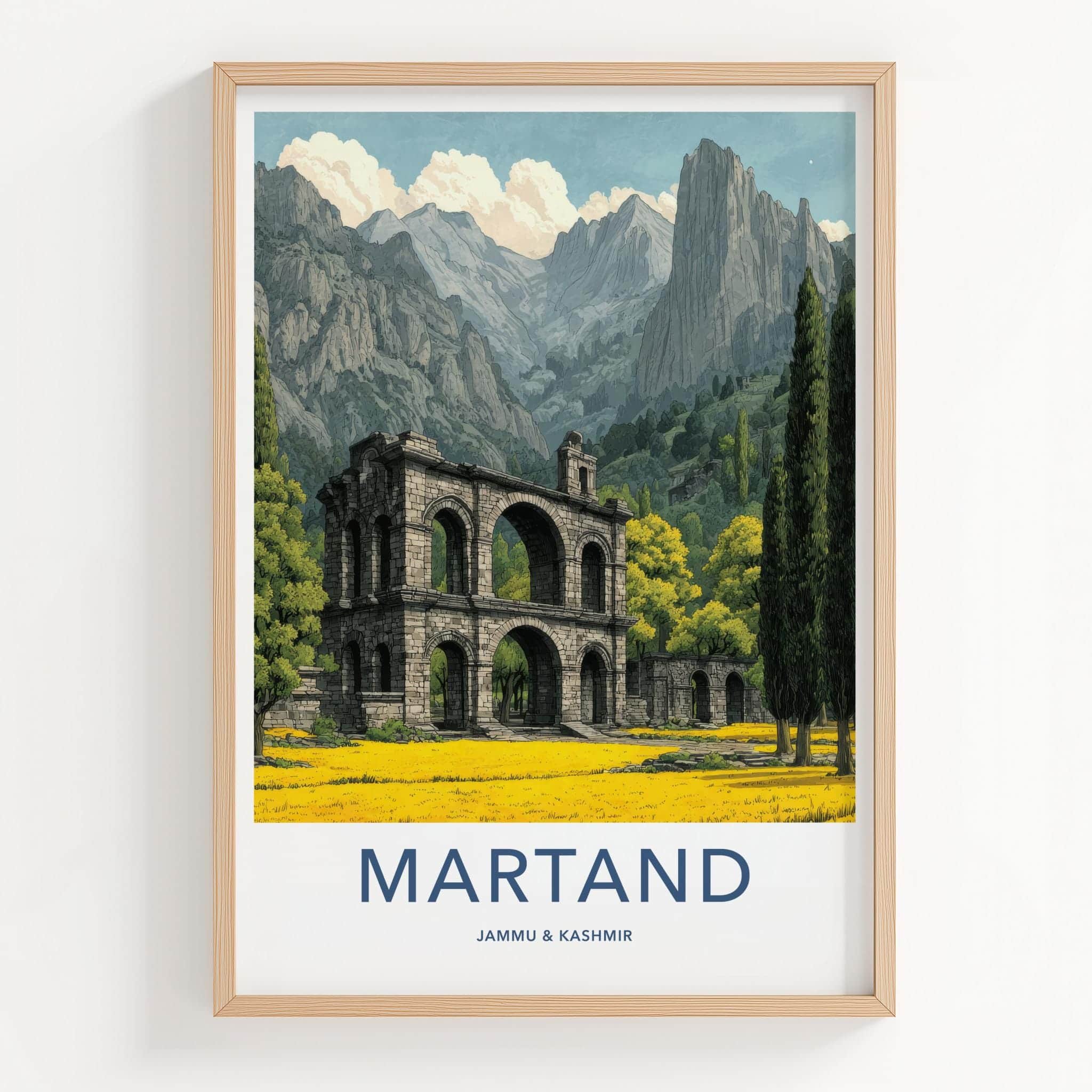 Martand Poster - India Travel Art - Jammu And Kashmir ancient temple complex Home Decor
