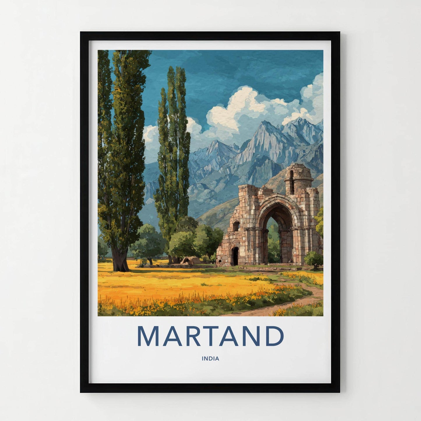 Martand Poster - India Travel Art - Jammu Kashmir Ruins Home Decor