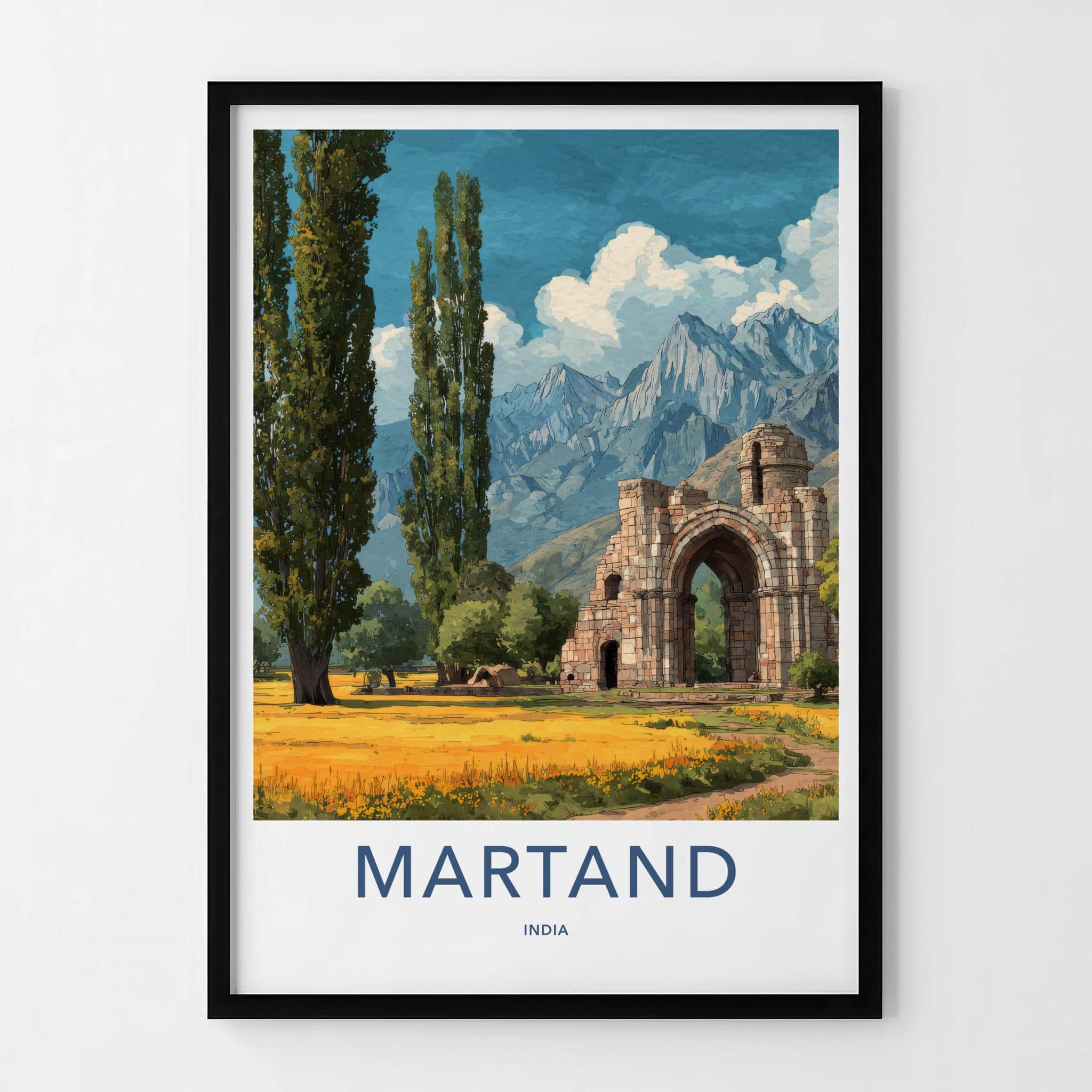 Martand Poster - India Travel Art - Jammu Kashmir Ruins Home Decor