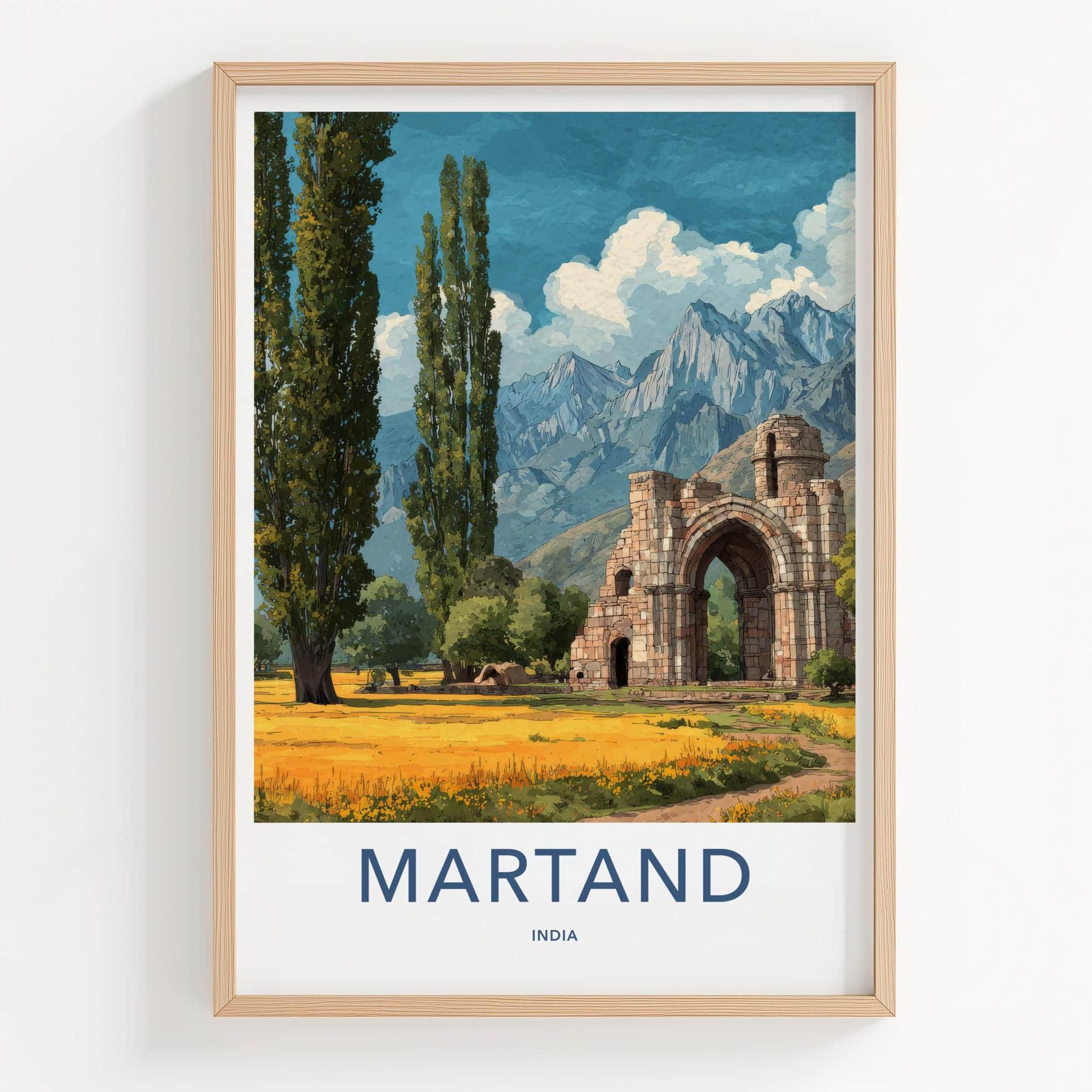 Martand Poster - India Travel Art - Jammu Kashmir Ruins Home Decor