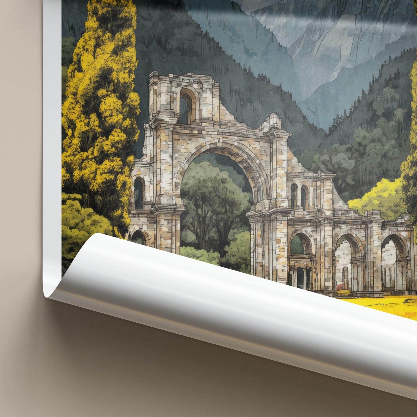 Martand Poster - India Travel Art - Jammu Kashmir Ruins Home Decor