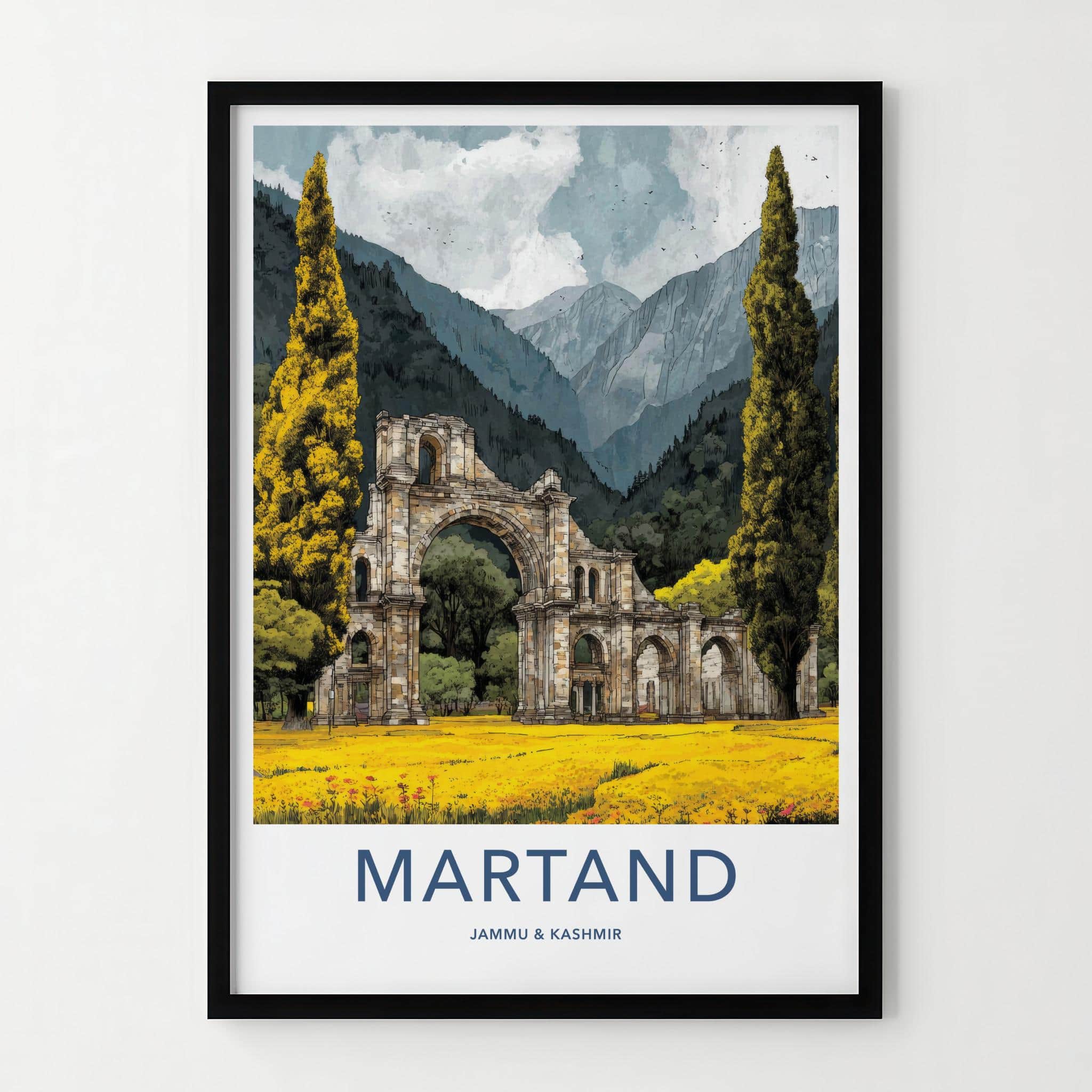 Martand Poster - India Travel Art - Jammu Kashmir Ruins Home Decor