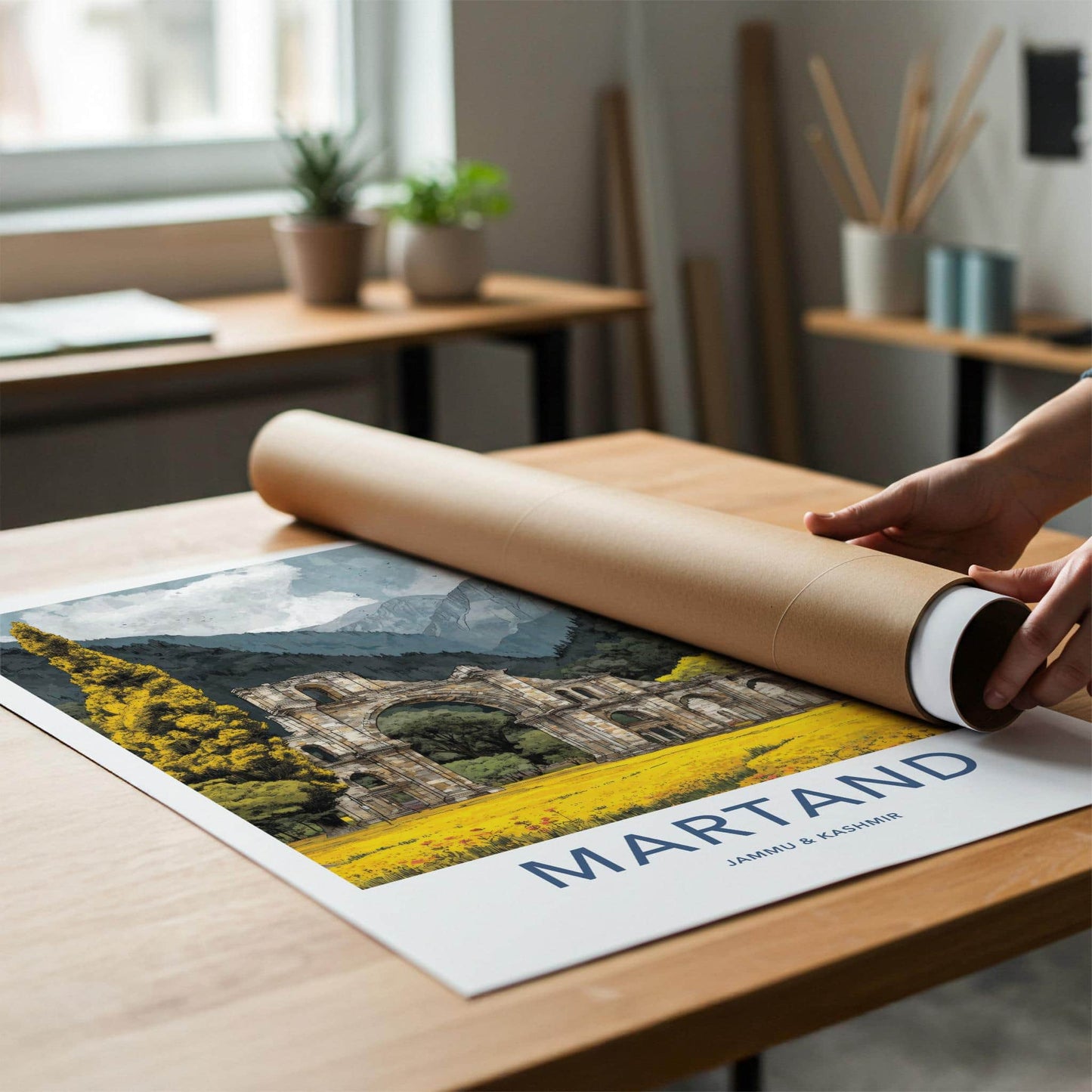 Martand Poster - India Travel Art - Jammu Kashmir Ruins Home Decor