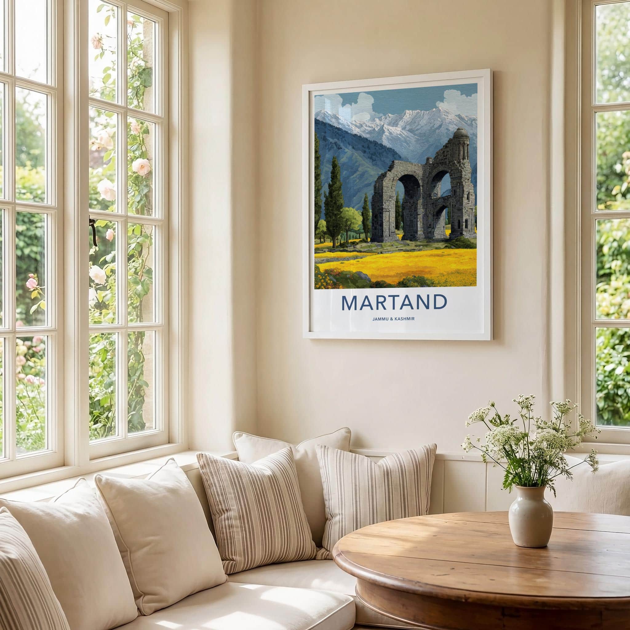 Martand Poster - India Travel Art - Jammu Kashmir Stone Temple Ruins Home Decor