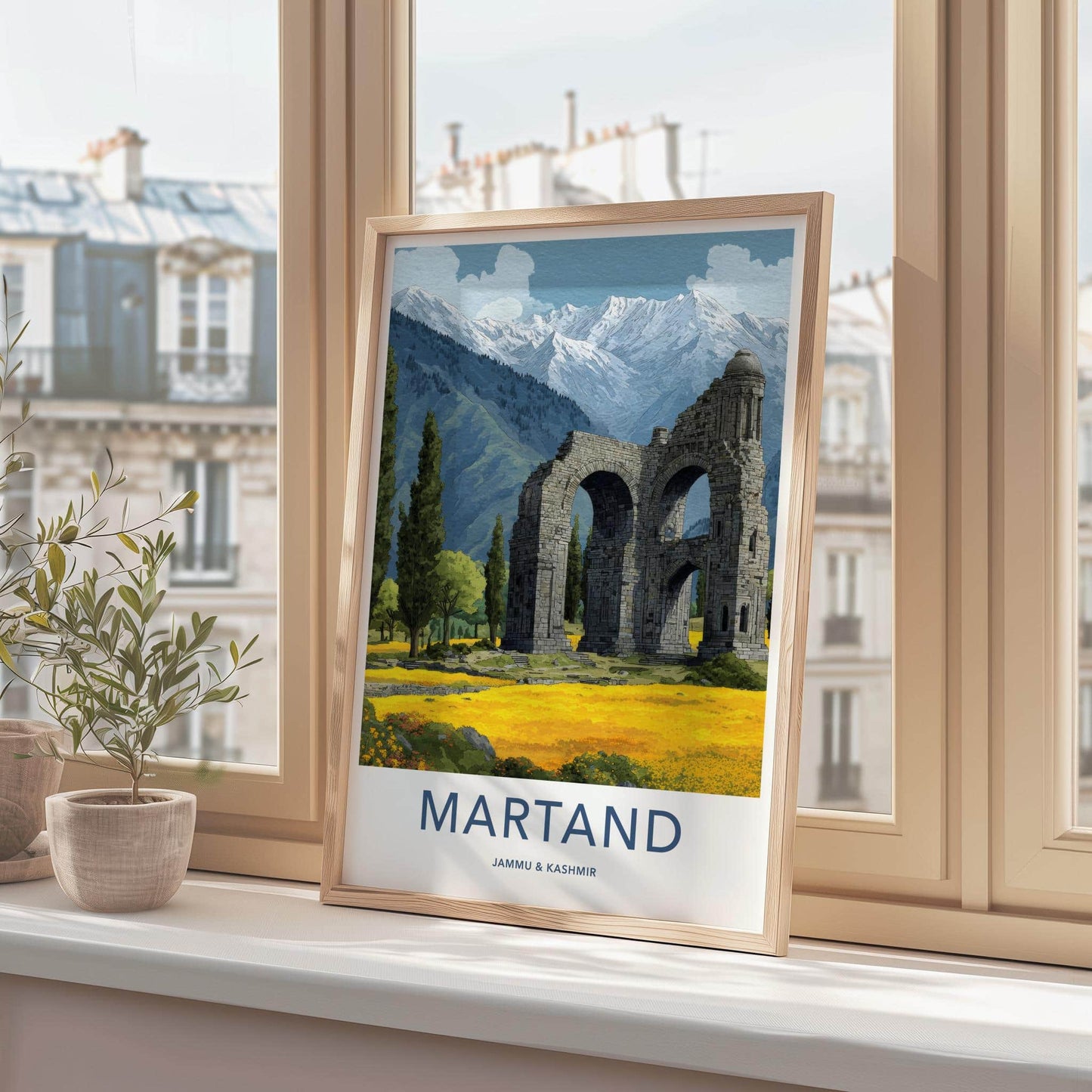 Martand Poster - India Travel Art - Jammu Kashmir Stone Temple Ruins Home Decor