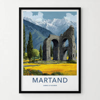 Martand Poster - India Travel Art - Jammu Kashmir Stone Temple Ruins Home Decor