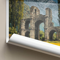 Martand Poster - India Travel Art - Kashmir Temple Mountain Landscape Wall Decor