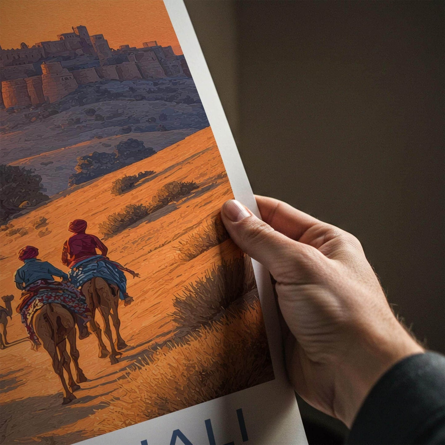 Marusthali Poster - India Travel Art - Rajasthan Camels Fort Home Decor