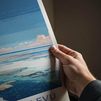 Matacawalevu Poster - Fiji Travel Art - Shallow Reef Blue Wall Decor