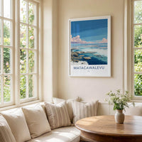 Matacawalevu Poster - Fiji Travel Art - Shallow Reef Blue Wall Decor