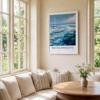 Matacawalevu Poster - Fiji Travel Art - Shallow Reef Waters Home Decor