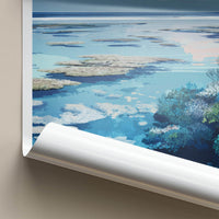 Matacawalevu Poster - Fiji Travel Art - Shallow Reef Waters Home Decor