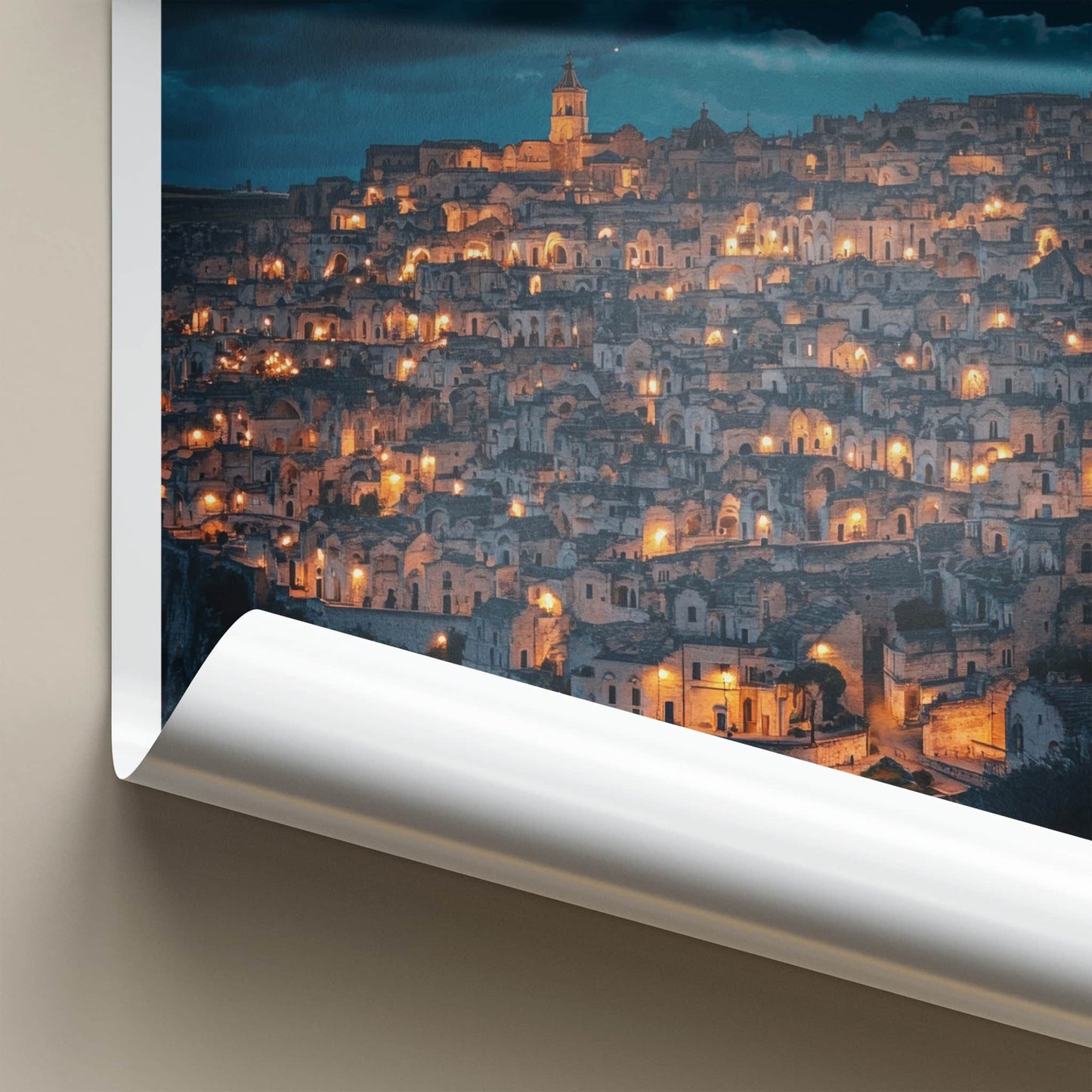 Matera Poster - Italy Travel Art - Ancient City Night Home Decor
