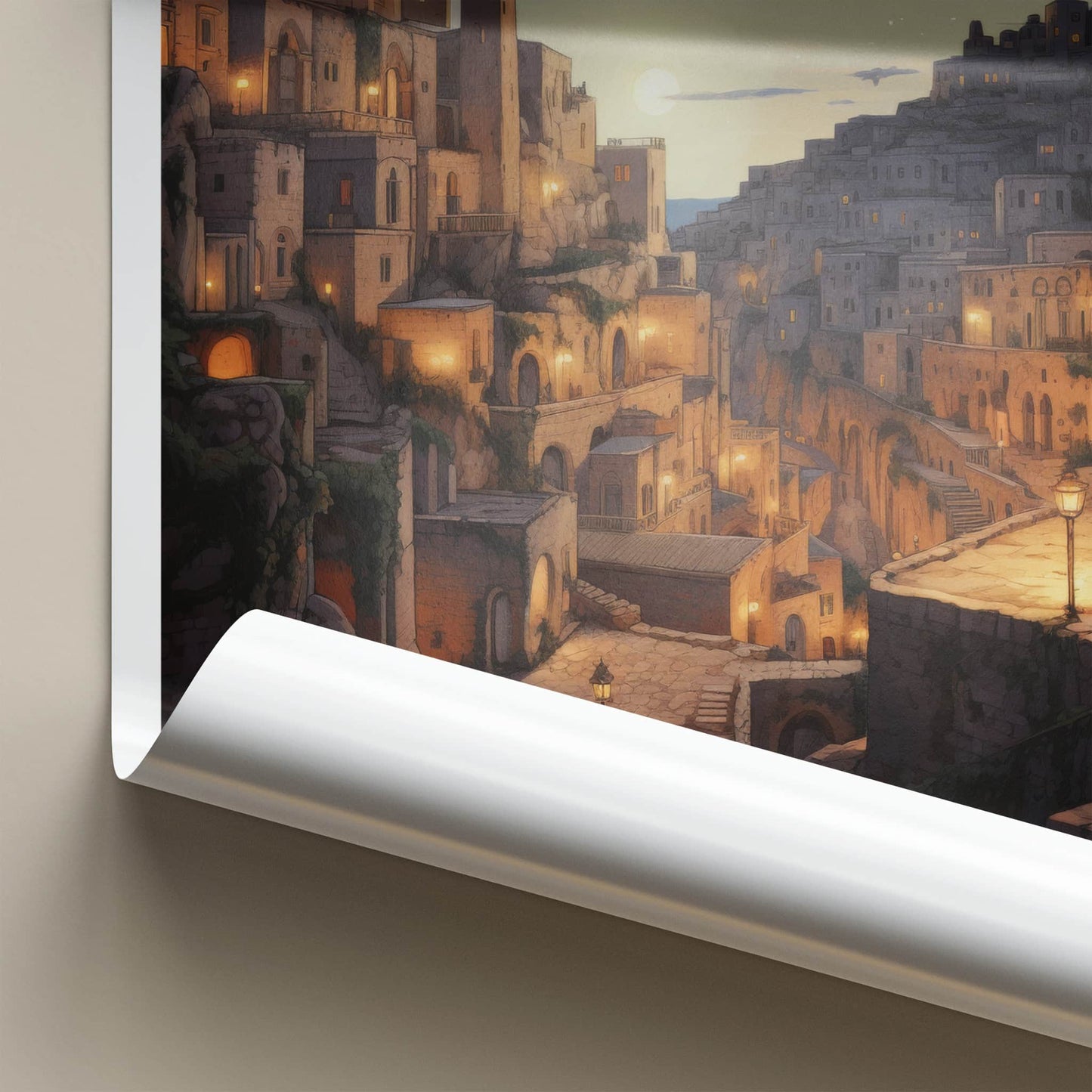Matera Poster - Italy Travel Art - Ancient Hillside Dwellings Home Decor