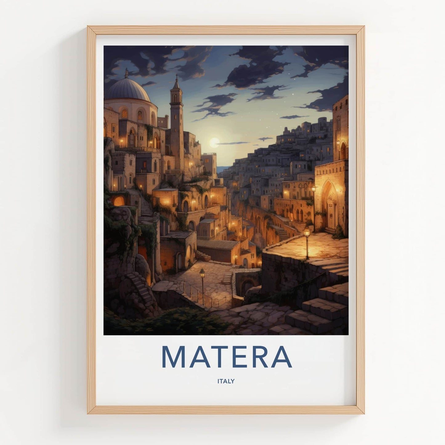 Matera Poster - Italy Travel Art - Ancient Hillside Dwellings Home Decor