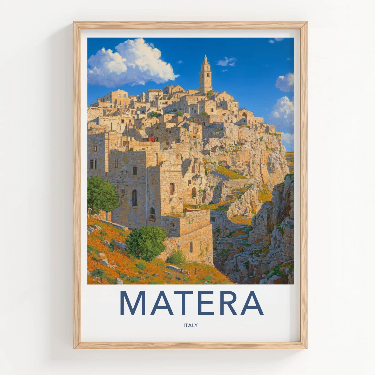 Matera Poster - Italy Travel Art - Historic Cliffside City Home Decor