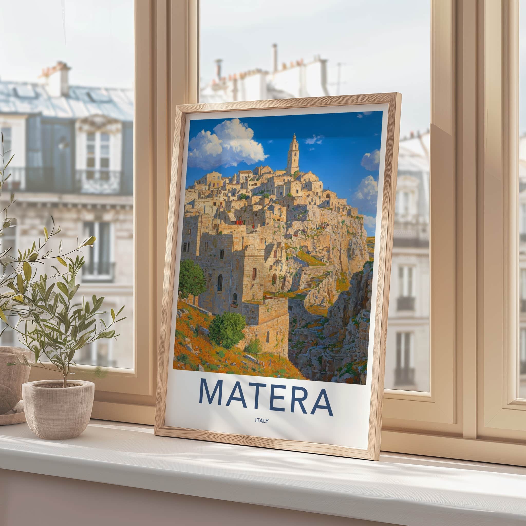 Matera Poster - Italy Travel Art - Historic Cliffside City Home Decor