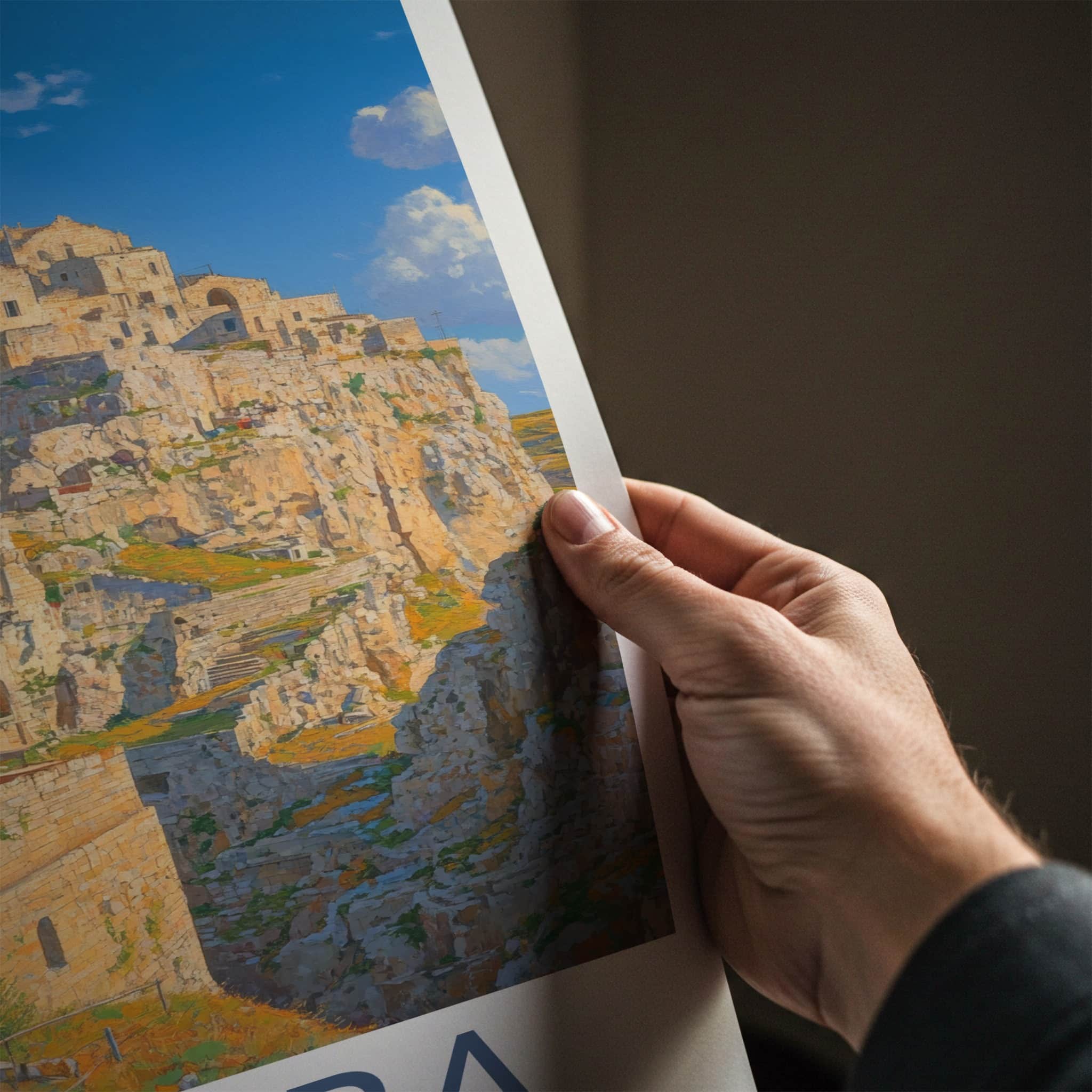 Matera Poster - Italy Travel Art - Historic Cliffside City Home Decor