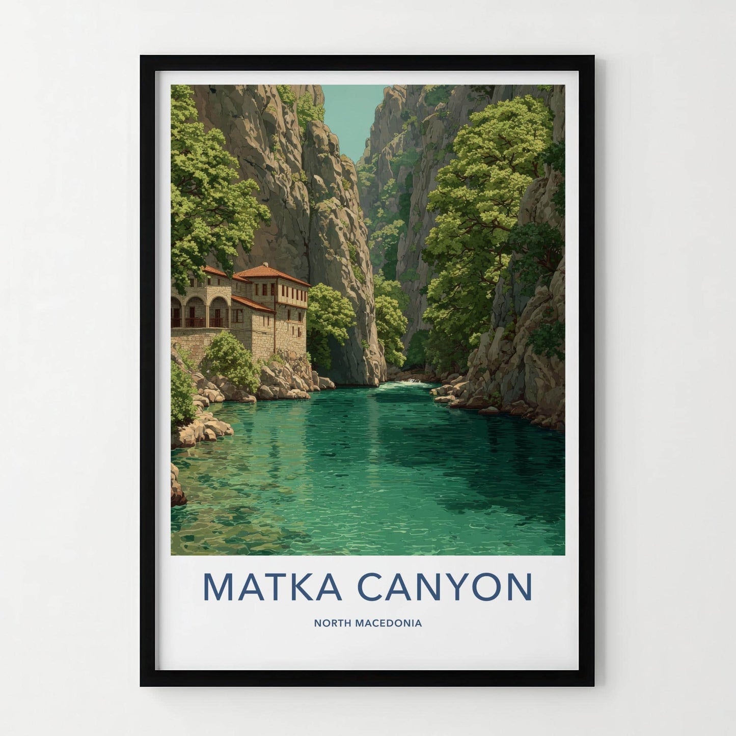 Matka Canyon Poster - North Macedonia Fine Art - Green Water Monastery Gift