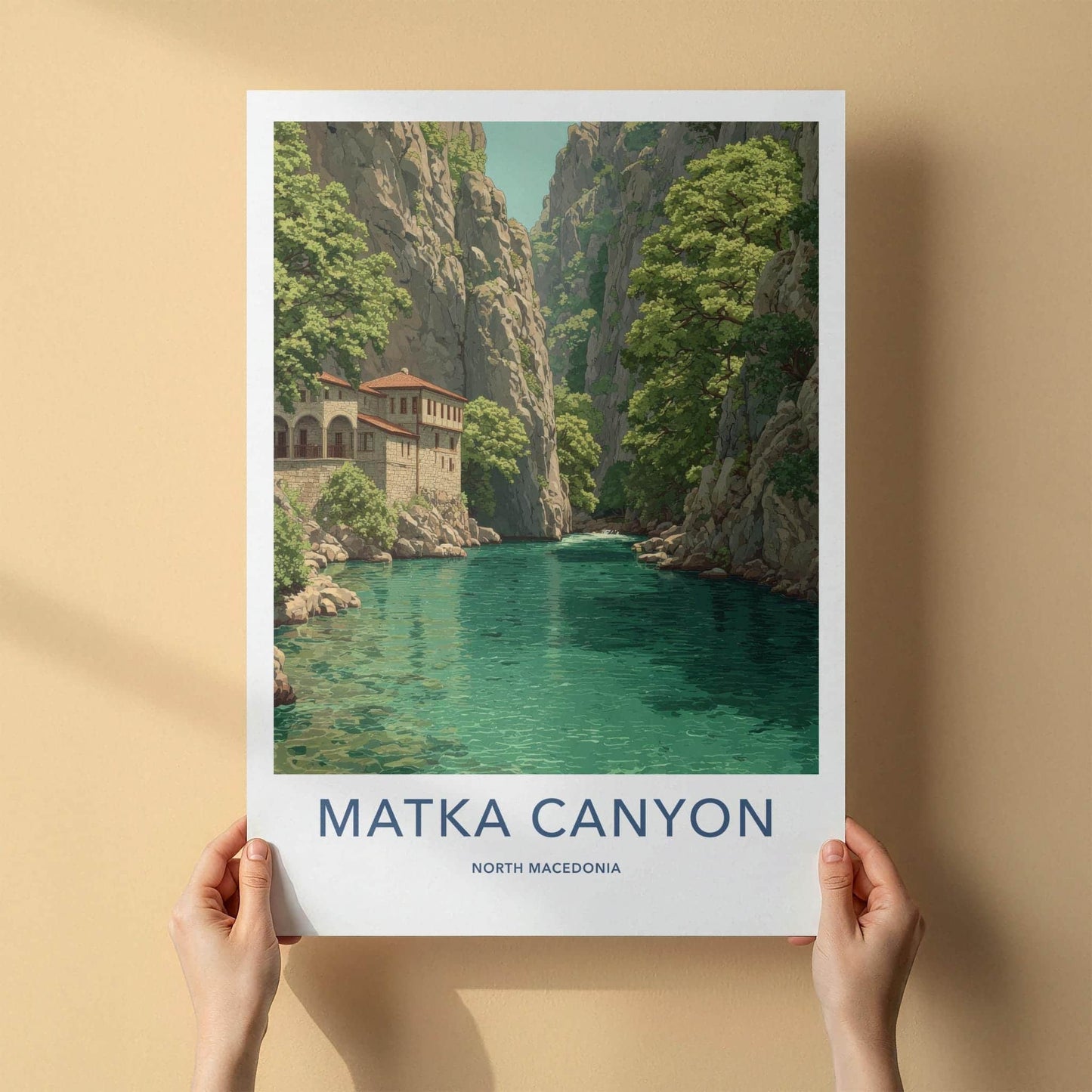 Matka Canyon Poster - North Macedonia Fine Art - Green Water Monastery Gift