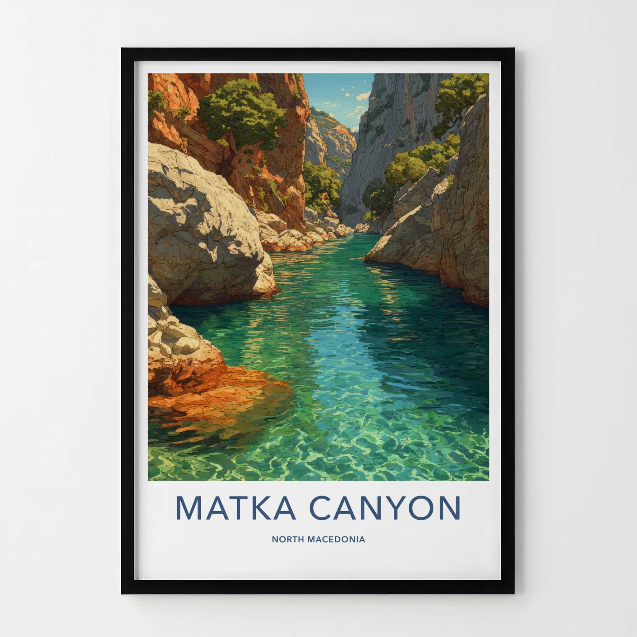 Matka Canyon Poster - North Macedonia Travel Print - Clear River Canyon Home Decor