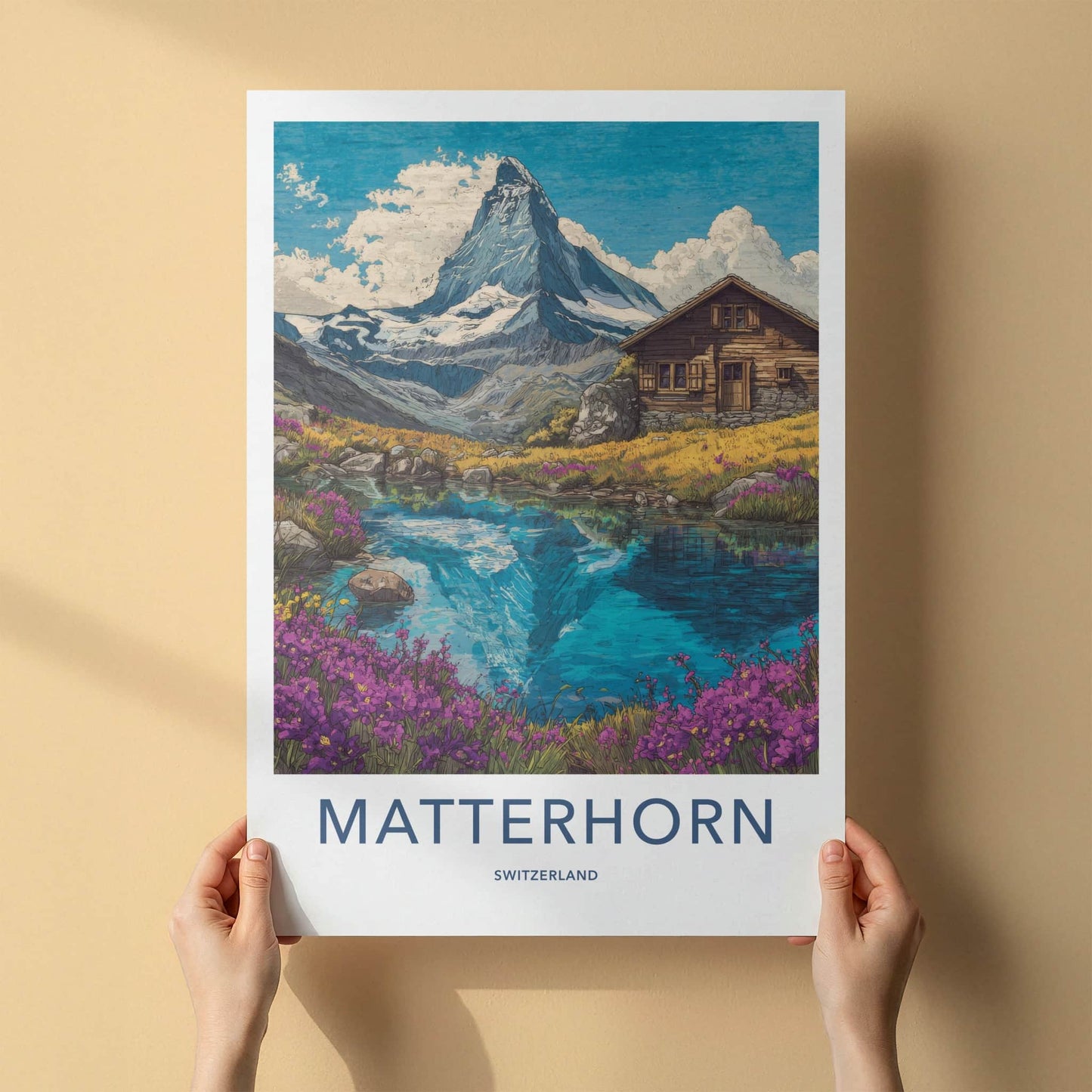 Matterhorn Poster - Switzerland Fine Art - Mountain Lake Cabin Wall Art