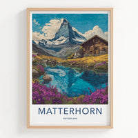 Matterhorn Poster - Switzerland Fine Art - Mountain Lake Cabin Wall Art