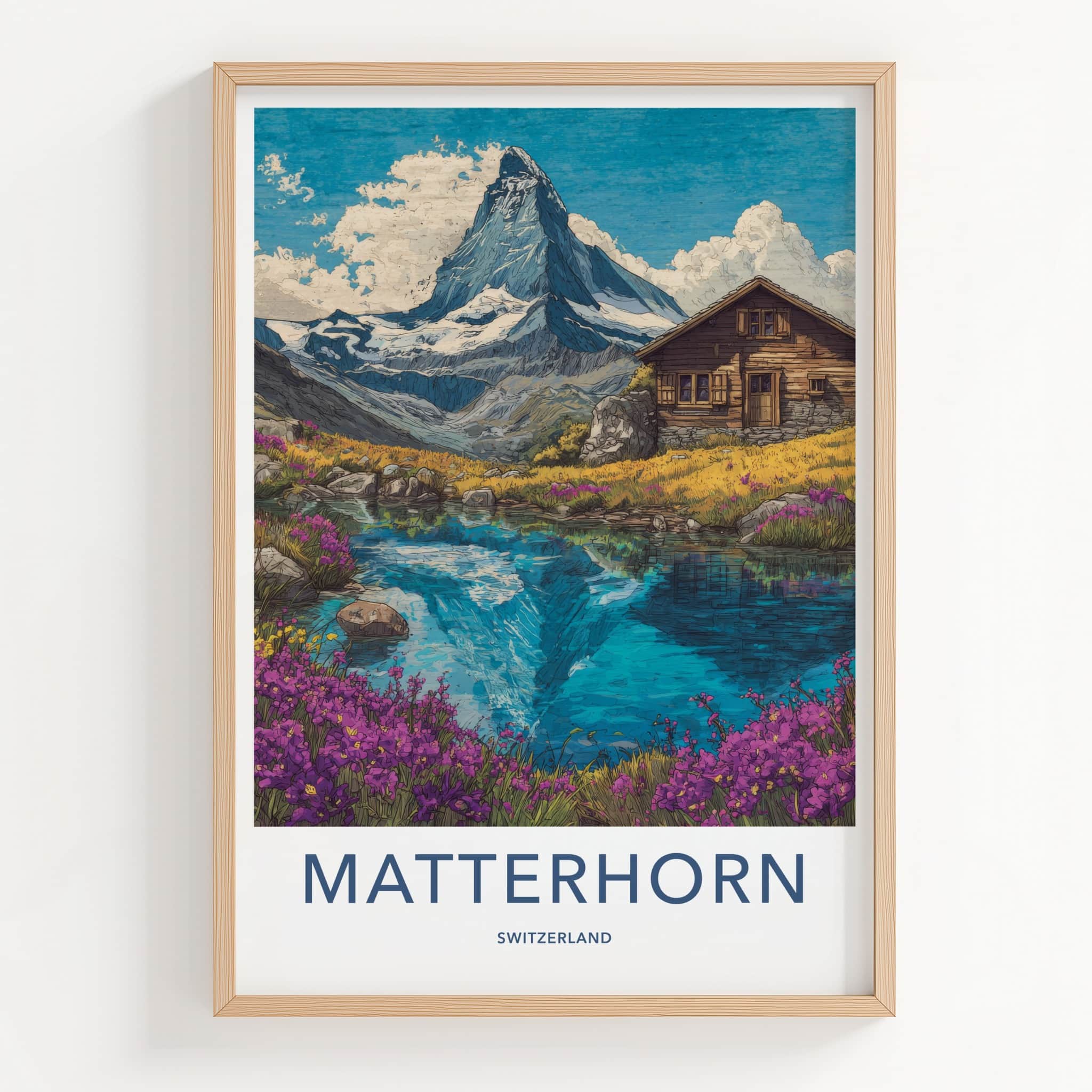 Matterhorn Poster - Switzerland Fine Art - Mountain Lake Cabin Wall Art