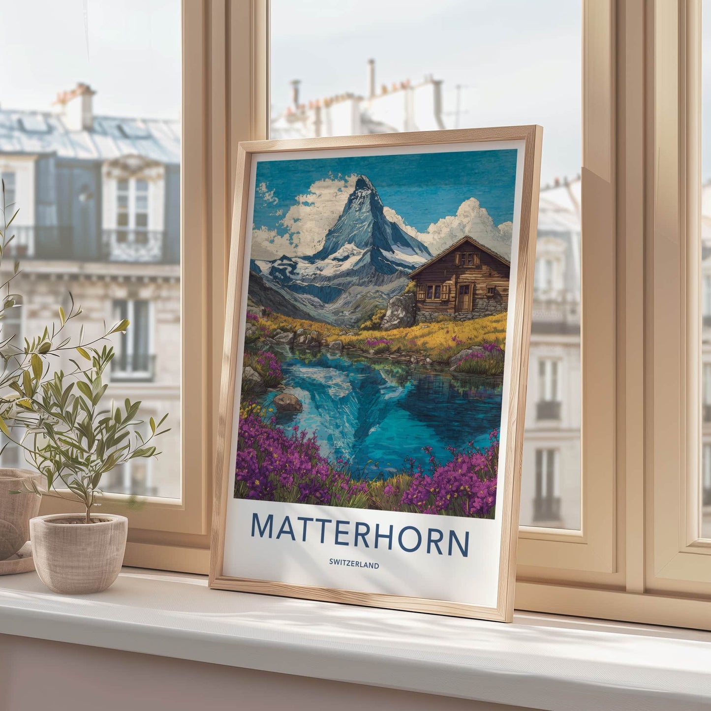 Matterhorn Poster - Switzerland Fine Art - Mountain Lake Cabin Wall Art