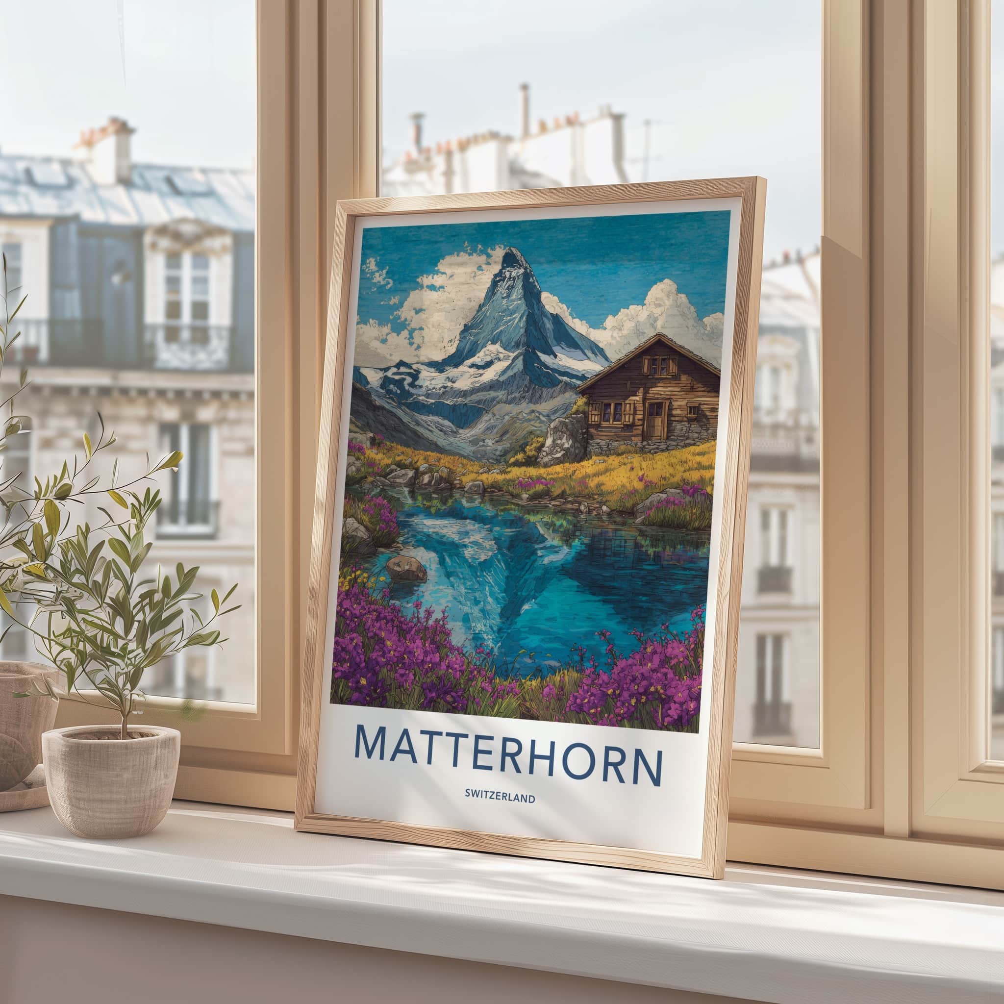 Matterhorn Poster - Switzerland Fine Art - Mountain Lake Cabin Wall Art