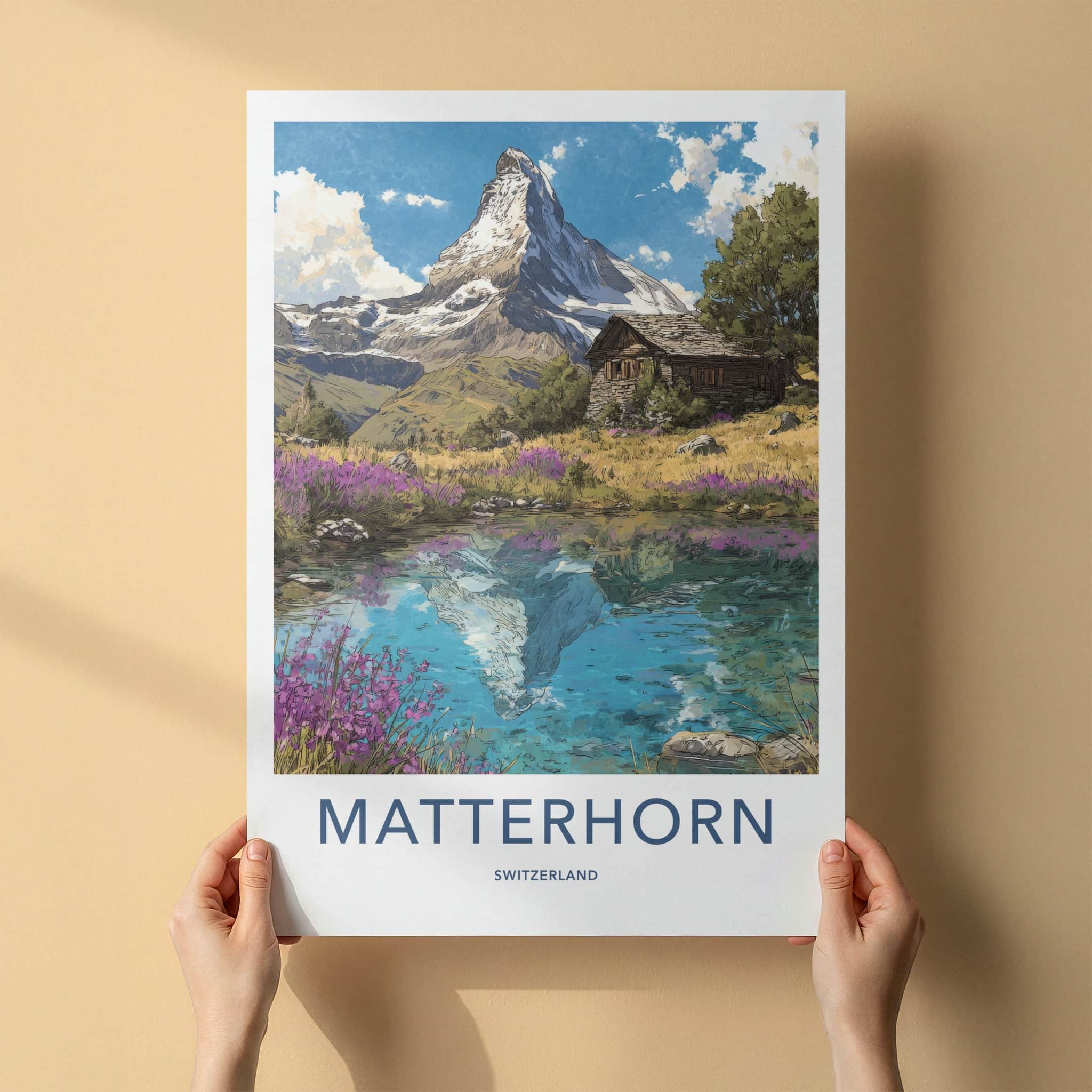 Matterhorn Poster - Switzerland Fine Art - Mountain Lake Cabin Wall Art 2