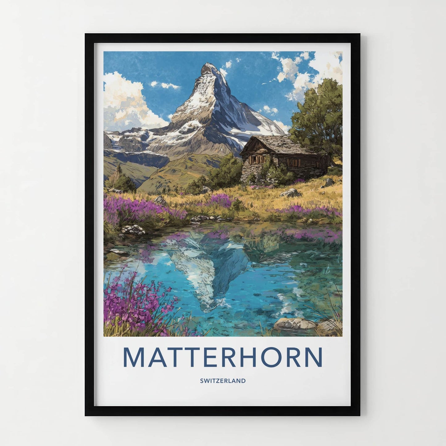 Matterhorn Poster - Switzerland Fine Art - Mountain Lake Cabin Wall Art 2